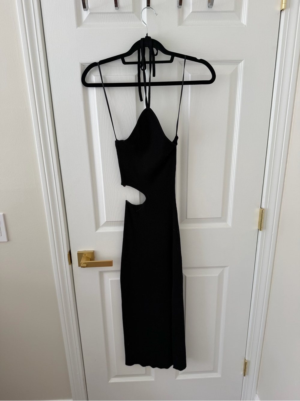 Windsor Black One-Shoulder Cutout Midi Dress